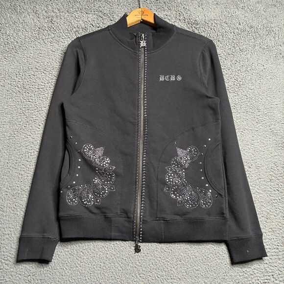 BCBG MAXAZRIA Jackets & Blazers - Y2k Vintage BCBG Bling B Zipper Maxazria M Zip Up Track Jacket black Rhinestones